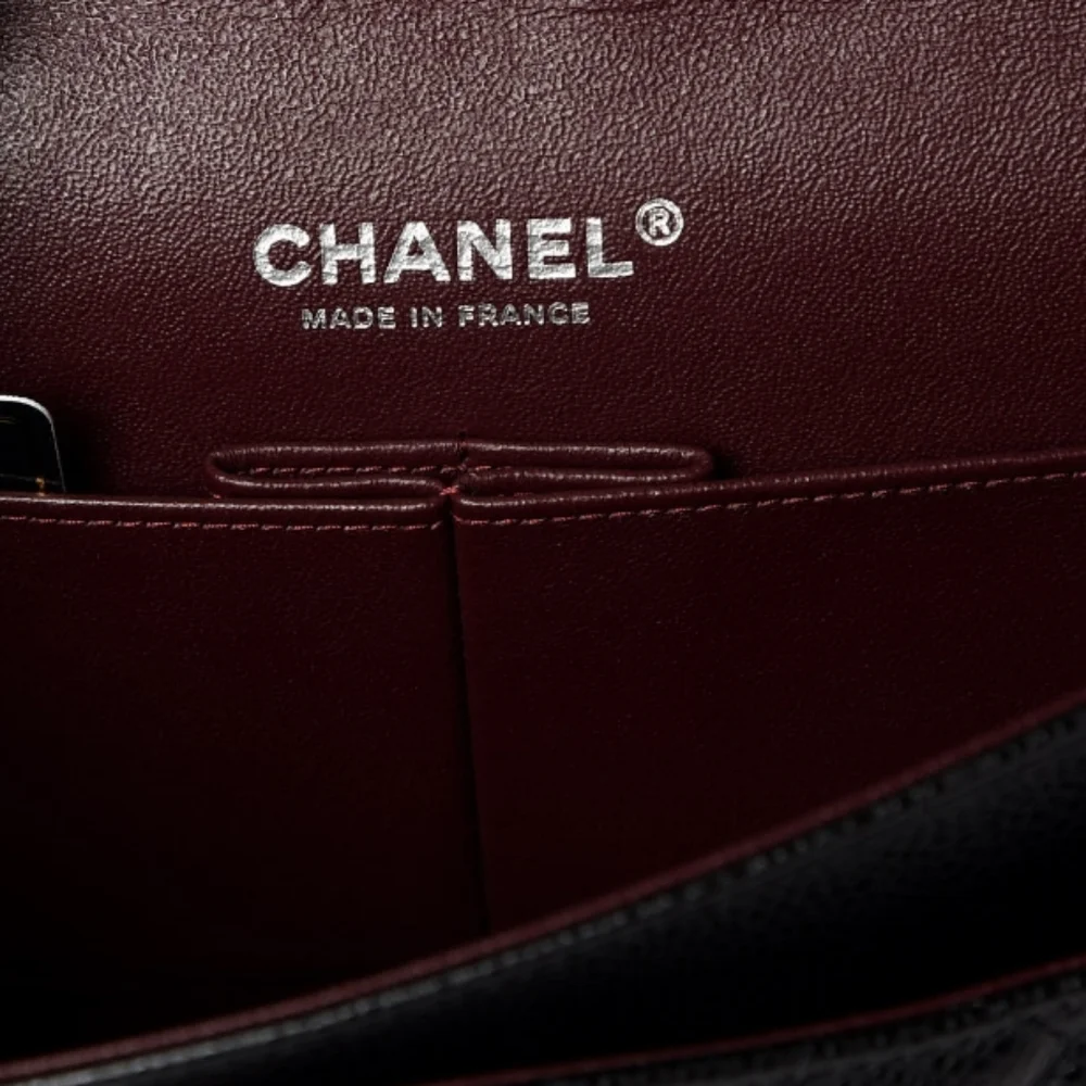 Chanel Black Caviar Medium Classic Duble Flap Bag Silver Chain - Picture 7 of 9